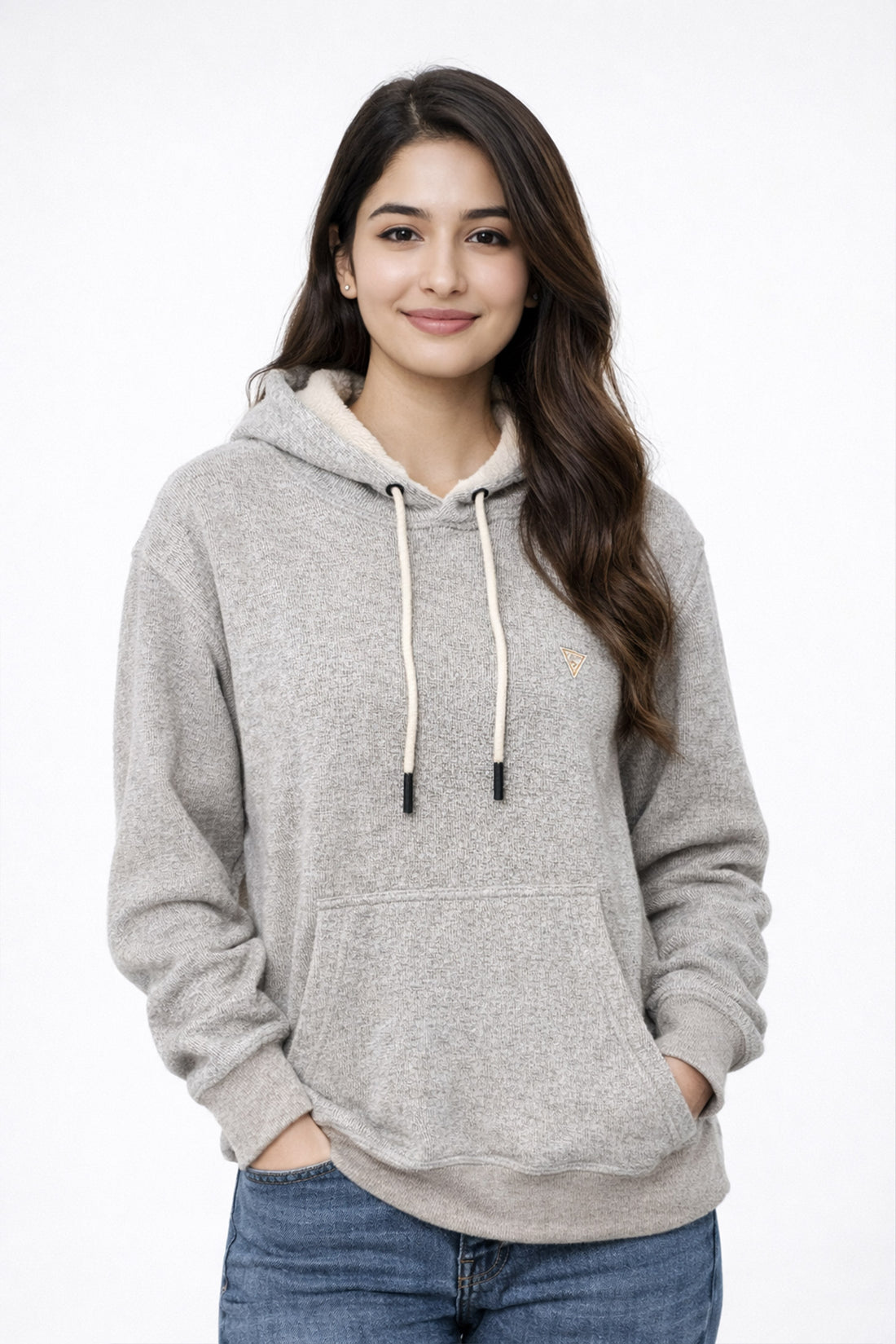 Guess unisex Textured Fur Lined Hoodie – Winter Premium Edition